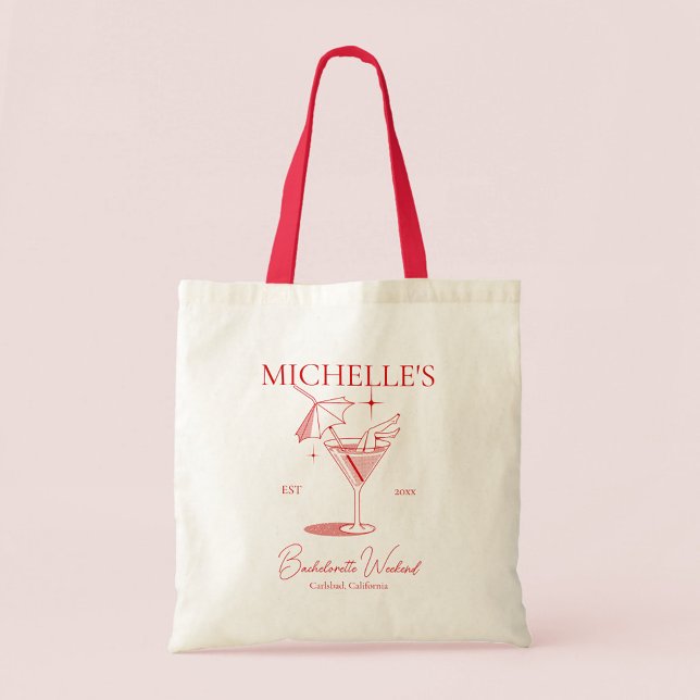 Bolsa Tote Festa de Despedida de Solteira com Coquetéis Retrô (Criador carregado)