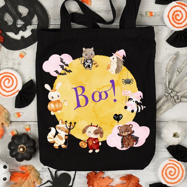 Bolsa Tote Festa de fantasia de crianças bonitas no Halloween (Criador carregado)