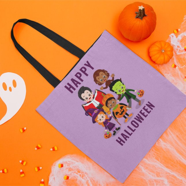 Bolsa Tote Festa de Figuras Bonitas para Crianças do Hallowee (Criador carregado)