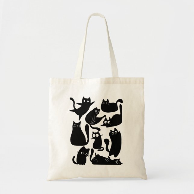 Bolsa Tote Festa de gatos pretos (Frente)