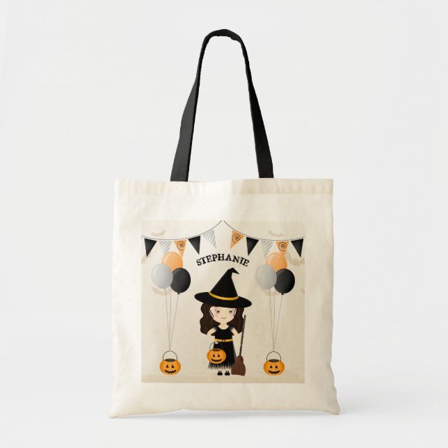 Bolsa Tote Festa de Halloween da Bruxa Bonita (Frente)