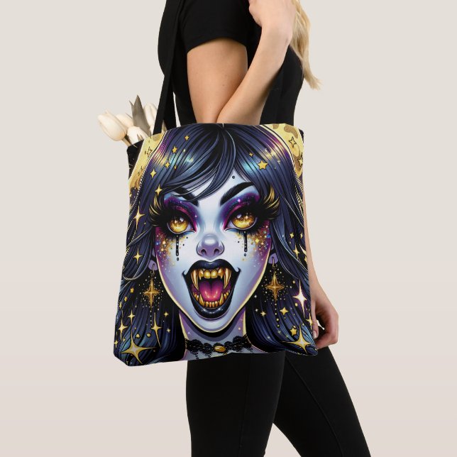 Bolsa Tote Festa de Halloween de Vampiro no Estilo de Quadrin (Close Up)
