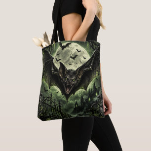 Bolsa Tote Festa de Halloween do Morcego - Asas Sombrias Hall