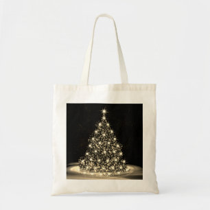 Bolsa Tote Festa de Natal Árvore Brilhante Dourada Inverno Pr
