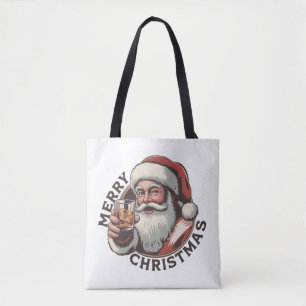 Bolsa Tote Festa de Natal Bebendo Bourbon Amante de Whisky