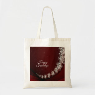 Bolsa Tote Festa de Natal Crystal Snowflakes Red Rustic