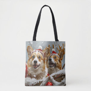 Bolsa Tote Festa de Natal do Cão Corgi