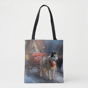 Bolsa Tote Festa de Natal do Malamute do Alasca