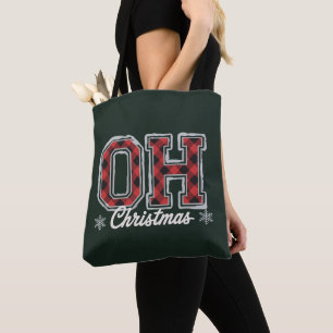 Bolsa Tote Festa de Natal em Família Xadrez de Búfalo