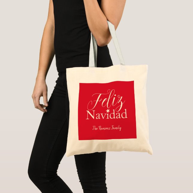 Bolsa Tote Festa de Natal Moderna da Feliz Navidad (Frente (produto))