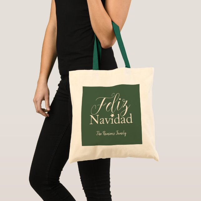 Bolsa Tote Festa de Natal Moderna da Feliz Navidad (Frente (produto))