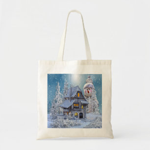 Bolsa Tote Festa de Natal Winter White Snowman Blue Russ