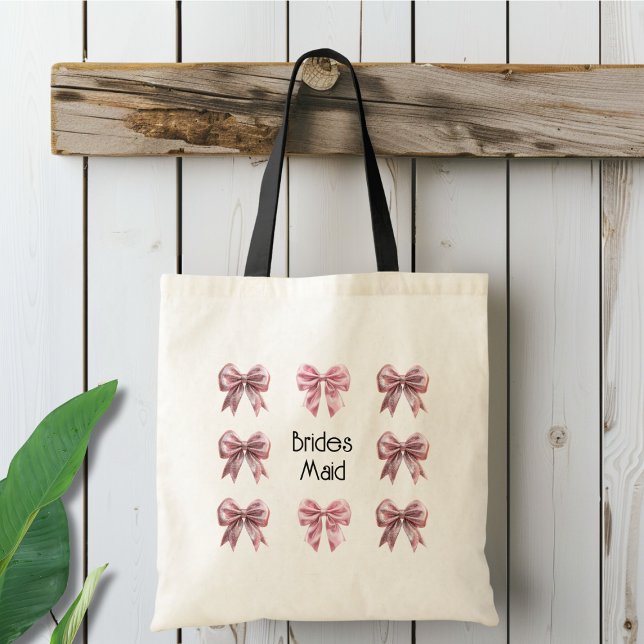 Bolsa Tote Festa de Noivado Coquette com Laço Rosa (Criador carregado)