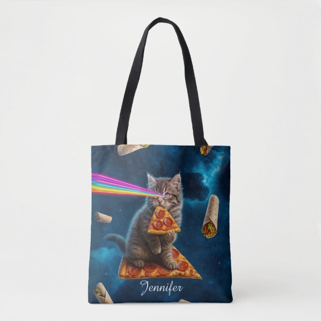 Bolsa Tote Festa de Pizza de Gatos Laser (Frente)