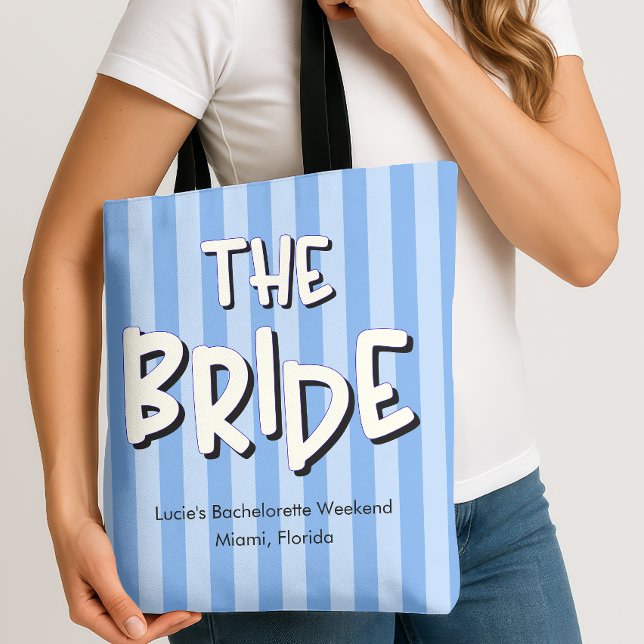 Bolsa Tote Festa de solteira Bride Blue Stripes (The Bride Tote Bag)