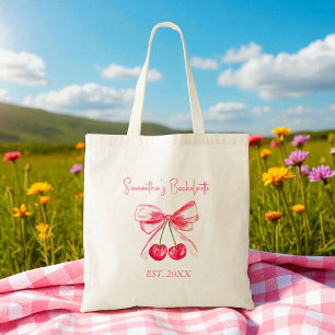 Bolsa Tote Festa de Solteira Coquette Rosa Cereja 