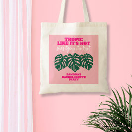Bolsa Tote Festa de solteira de Monstera Rosa Tropical
