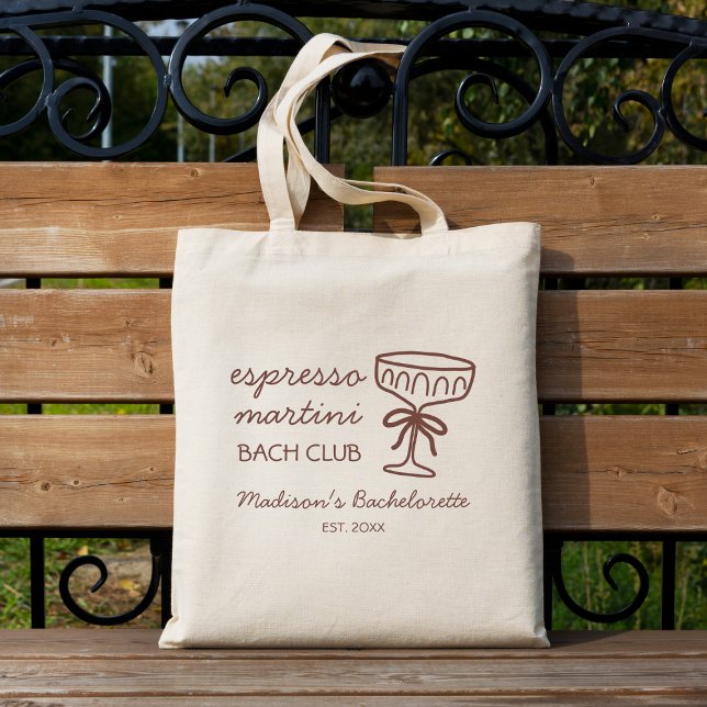 Bolsa Tote Festa de solteira do Clube Espresso Martini Bach (Espresso Martini Bach Club Bachelorette Party Tote Bag)