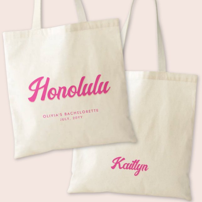 Bolsa Tote Festa de solteira Honolulu Personalizada Tote Bag (Honolulu Bachelorette Party Tote Bag)