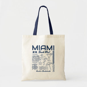 Bolsa Tote Festa de Solteira na Praia Desenho de Linha Miami