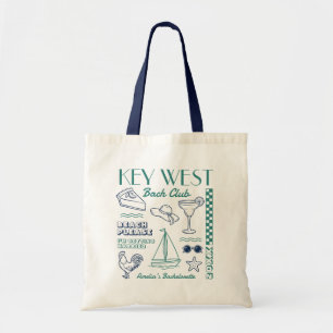Bolsa Tote Festa de Solteira na Praia Desenho Doodle Key West