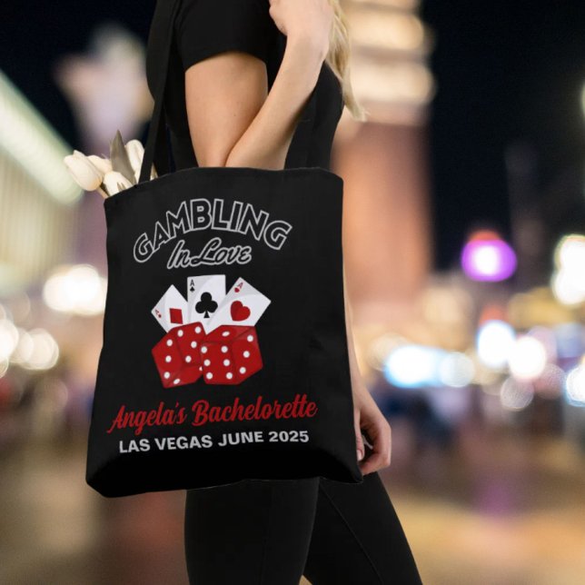 Bolsa Tote Festa de solteira personalizada do cassino de Las  (Personalized Casino Las Vegas Bachelorette Party Tote Bag)