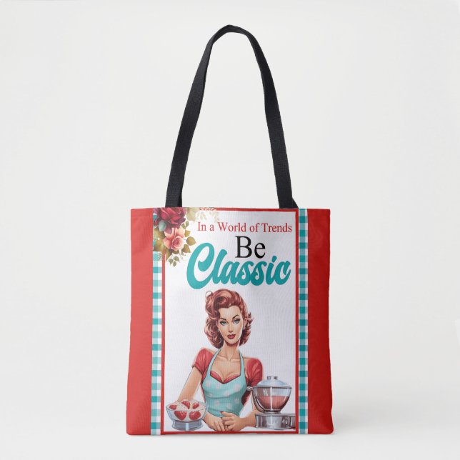 Bolsa Tote Festa de solteira Pinup azul clássico (Frente)