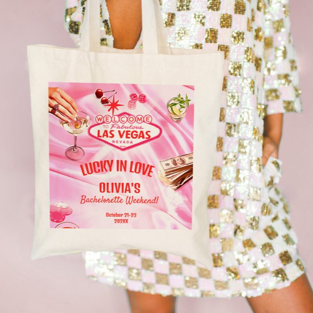 Bolsa Tote Festa de solteira Poker Rosa de Las Vegas (Las Vegas Bachelorette Party Poker Pink Tote Bag)