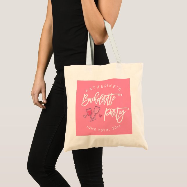 Bolsa Tote Festa de solteira Rosa E Branca (Frente (produto))