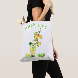 Bolsa Tote Festa de Verão com limão fresco, limonada e limo