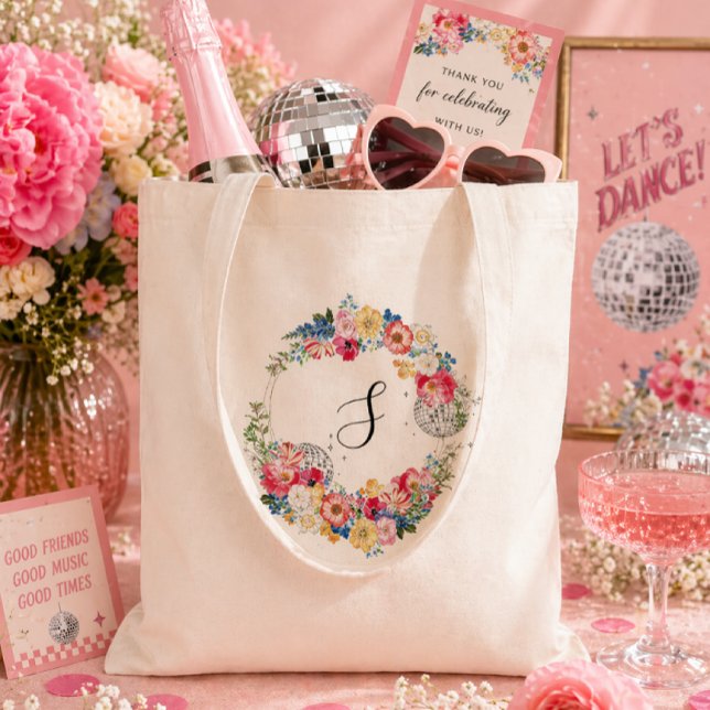 Bolsa Tote Festa Floral de Disco no Jardim Monograma (Criador carregado)