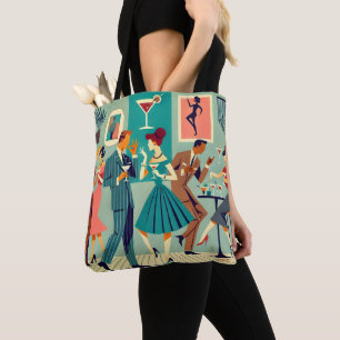 Bolsa Tote Festa Modernista de Meados do Século A Dança do Ma