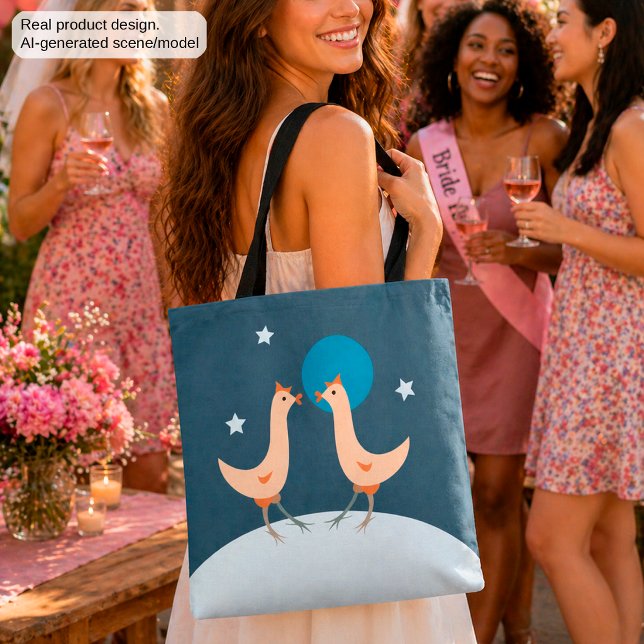 Bolsa Tote Festa Noturna das Galinhas Galinha Engraçada Lua (Criador carregado)