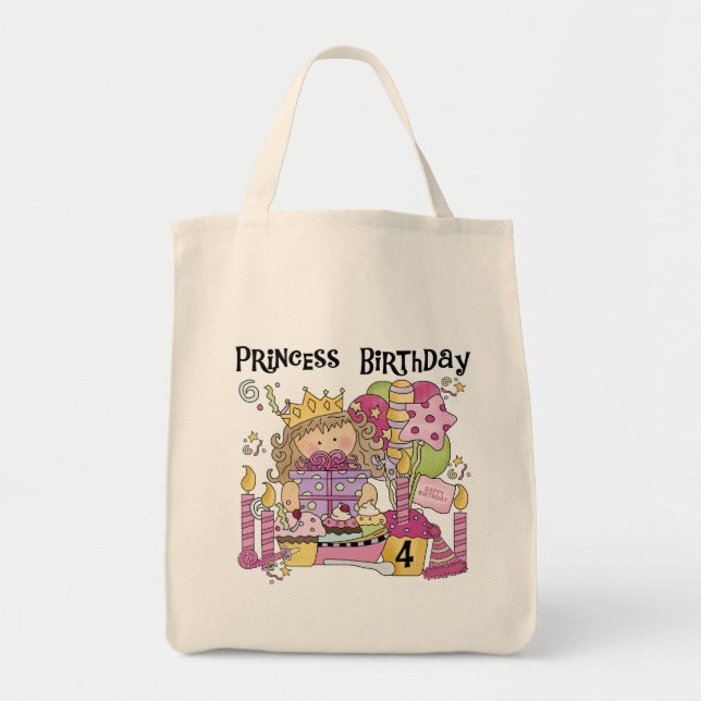 Bolsa Tote Festa Princesa 4º Aniversário Camisetas e presente (Frente)
