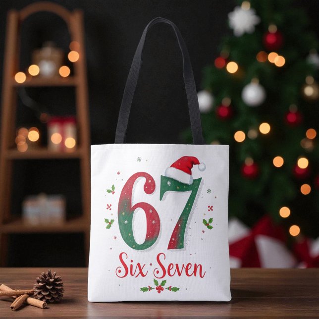 Bolsa Tote Festive Christmas Meme Six Seven 67 6 7 Holiday (Criador carregado)