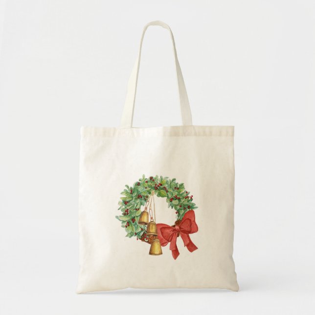 Bolsa Tote Festive Christmas Wreath Tote Bag (Frente)