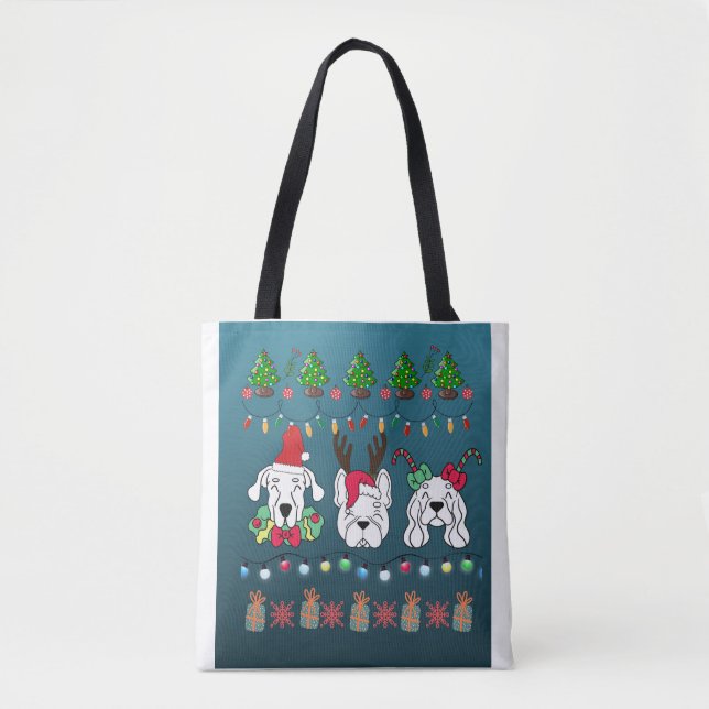 Bolsa Tote Festive dogs Christmas pattern -cute holiday dogs (Frente)