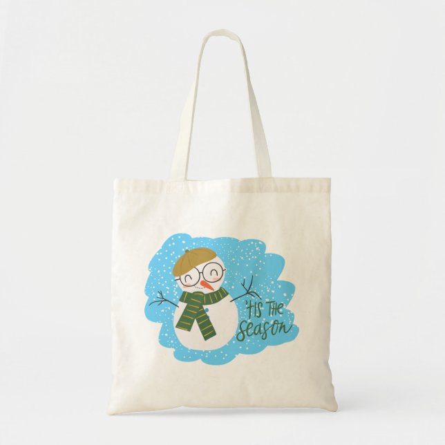 Bolsa Tote Festive Holiday Snowman (Frente)
