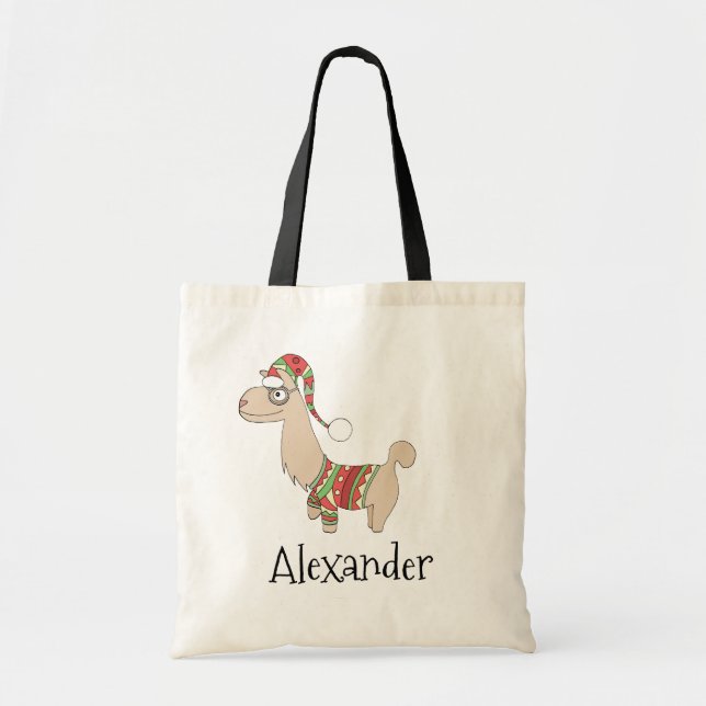 Bolsa Tote Festivo Festivo Bonito Crianças de Llama (Frente)
