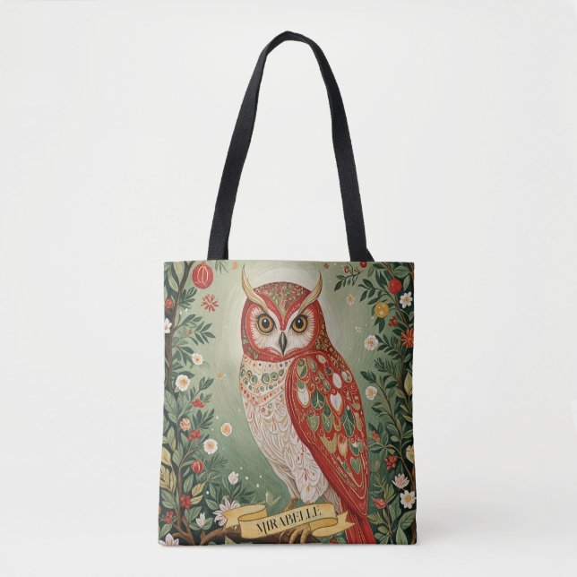 Bolsa Tote Festivo Foliage Owl Personalizado (Frente)