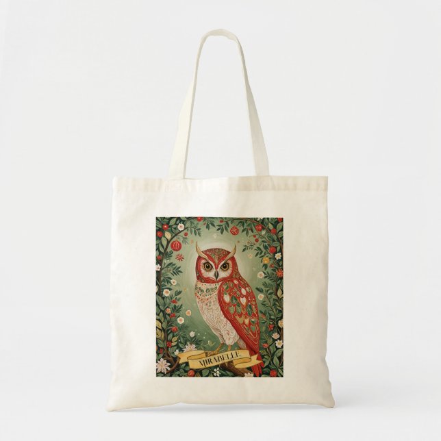 Bolsa Tote Festivo Foliage Owl Personalizado (Frente)