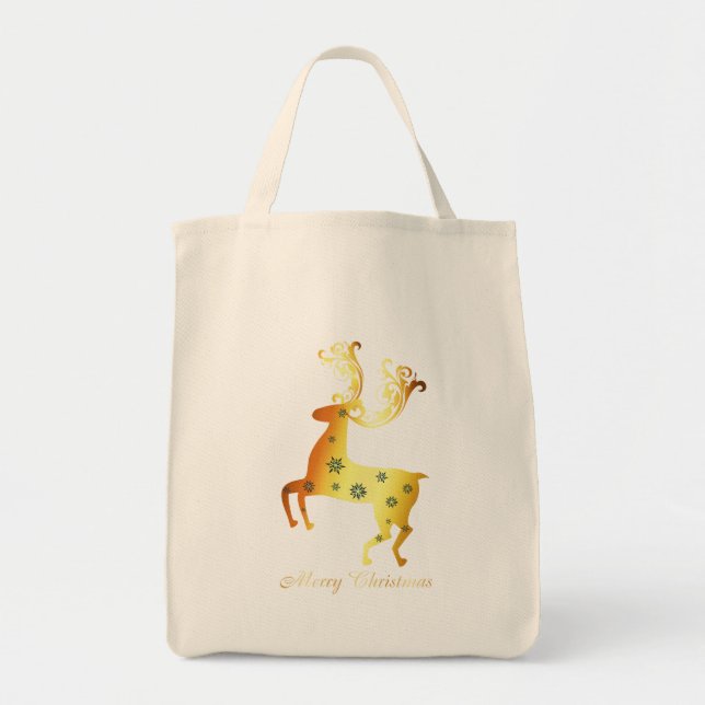 Bolsa Tote Festivo Reindeer Natal - Perfeito para Férias C (Frente)