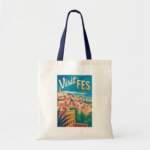 Bolsa Tote Fez Marrocos África Ilustração Arte Viagem Vintage