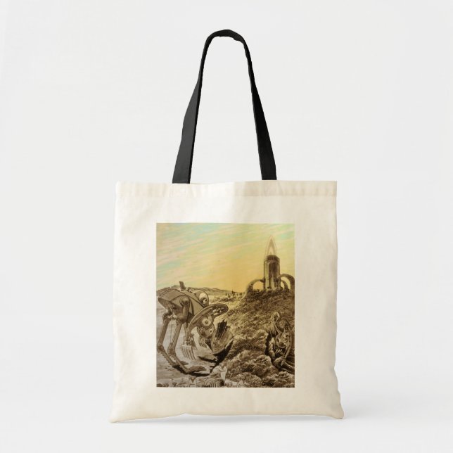 Bolsa Tote Ficção Científica Vintage Alienígenas Construção d (Frente)