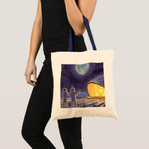 Bolsa Tote Ficção científica vintage Aliens no planeta lua az