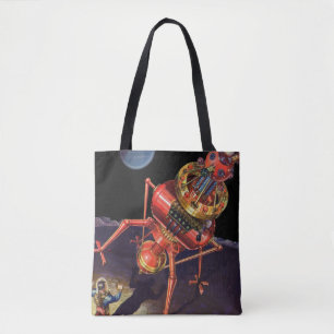 Bolsa Tote Ficção científica vintage astronauta com robô alie