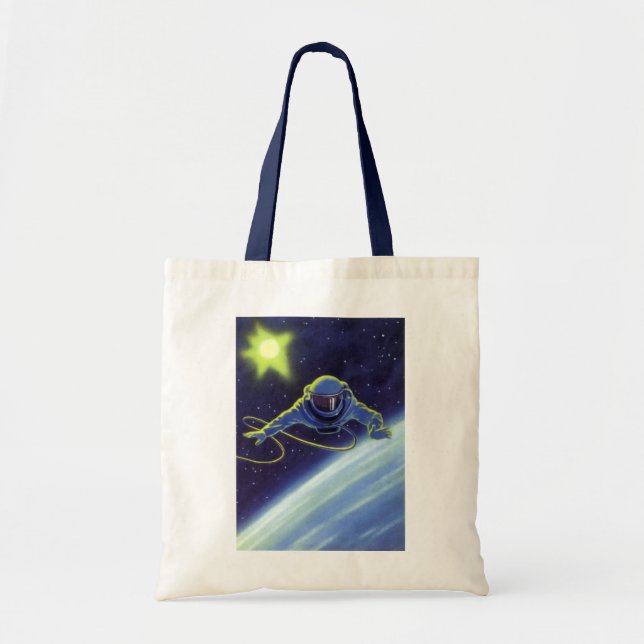 Bolsa Tote Ficção Científica Vintage Astronauta em uma Caminh (Frente)