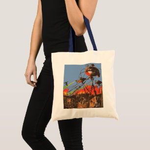 Bolsa Tote Ficção Científica Vintage HG Wells Guerra dos Mund