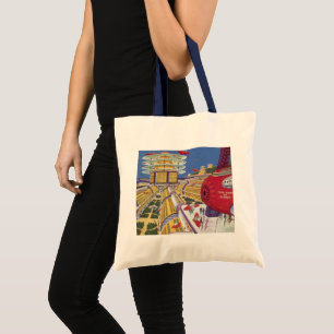 Bolsa Tote Ficção científica vintage, Nova York futurista