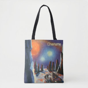 Bolsa Tote Ficção Científica Vintage Planeta Estrangeiro com 